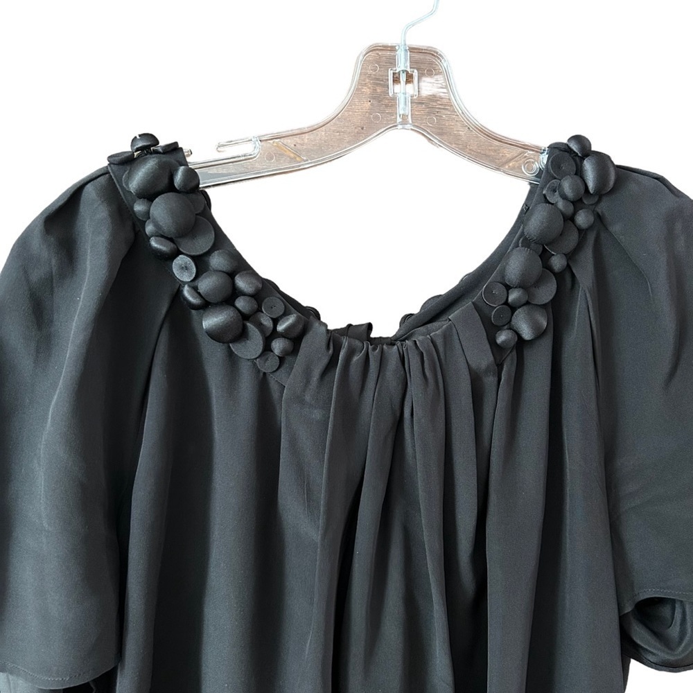 Women’s Black Embellished Neck Blouse